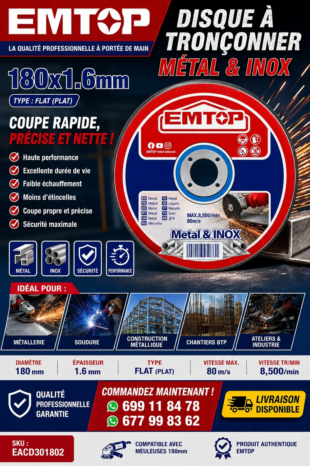 Perceuse à Choc 20V EMTOP EDMI0207